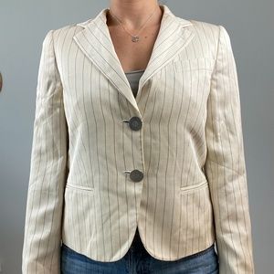 Giorgio Armani White Pinstripe Blazer